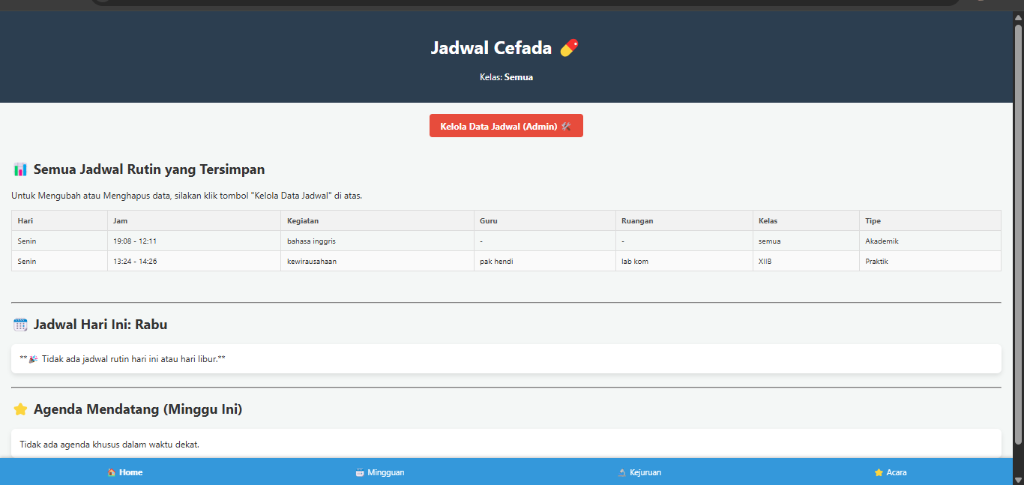 Jadwal Kegiatan - Sistem Penjadwalan Sekolah